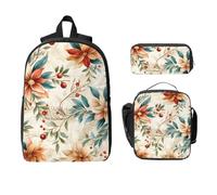 Juego de mochila floral étnica para niñas y niños con bolsa de almuerzo, estuche para lápices, 3 piezas, bolsas escolares, lonchera aislada, regalos para mujeres y hombres