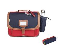 Juego de mochila Tann'S de 38 cm para niño + estuche rectangular surtido + marca de madera gato Blumie, Arthur - Botella, 38 cm, Casual