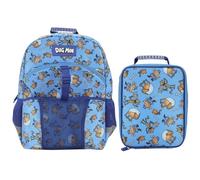 Juego de mochila y lonchera de 16 pulgadas para la escuela y viajes, Dog Man Azul