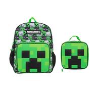 Juego de mochila y lonchera de 16 pulgadas para la escuela y viajes, Minecraft Creepers Verde, 41 cm