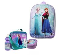 Juego de mochila y lonchera Frozen con Elsa - Juego de mochila Frozen para niñas que incluye botella de agua congelada, bolsa de almuerzo congelada y lonchera Frozen para niñas, rosa, Talla única