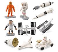 Juego de modelos de astronauta en miniatura - Figura de acción de 10 piezas | Estatua espacial de juguete de astronauta, decoraciones interiores de coche para regalo de niños, juego de decoración de p