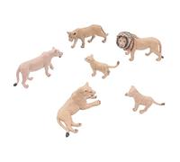 Juego de Modelos de Leones de 6 Uds, Miniestatua Realista de Animales Salvajes, Ideal para Juegos Imaginativos, Decoraciones para Pasteles de Cumpleaños, Material de Vinilo