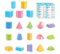Juego de moldes 3D - 20 piezas de herramientas de aprendizaje STEM, juego de aprendizaje para manipulaciones geométricas, bloques de formas de matemáticas, figuras de coloridas, educación en