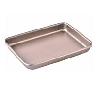 Juego de moldes antiadherentes acero al carbono for hornear, bandeja profunda cuadrada y rectangular 2x grosor, apilables resistentes a la deformación(Gold-Shallow,11 in)