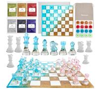 Juego de moldes de ajedrez Resiners para fundición de resina con damas de ajedrez de silicona 3D de tamaño completo y tablero de ajedrez, moldes de resina de silicona epoxi para juegos de mesa de