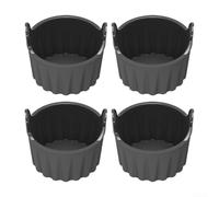 Juego de moldes de silicona compatibles con freidora de aire, 4 piezas para huevos, magdalenas, cupcakes, pudines, tartas, natillas, material suave no abrasivo (gris)