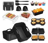 Juego de moldes de silicona freidora de aire caliente para Ninja Foodi MAX Dual Zone 9,5 l AF400EU, 21 accesorios para Ninja Double Stack XL SL400EU, inserto de silicona con moldes para gofres