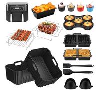 Juego de moldes de silicona para freidora de aire caliente Ninja Foodi MAX Dual Zone 9,5 l AF400EU/AF300EU, 21 piezas de accesorios para Ninja Double Stack XL SL400, inserto de silicona con moldes