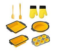 Juego de Moldes de Silicona para Hornear,apilable y apto al lavavajillas | con Guante, Rasqueta y Cepillo Set Antiadherente para Hornear | para Magdalenas Pan Galletas Muffins Huevos Donuts Tostador H