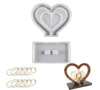 Juego de moldes de silicona XXL con forma de corazón para Raysin - Molde grande de silicona con 10 cadenas doradas para marcos de fotos, decoración de boda, regalos - moldes de resina reutilizables