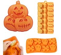 Juego de Moldes para Hornear de Silicona de Halloween de 3 Piezas, Molde de Silicona con Forma de Calabaza Fantasma de Calavera Molde para Pastel 3d, Hacer Muffins de Pastel de Halloweeny Chocolate Du
