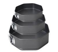 Juego de moldes para hornear tartas, kit de 3 moldes de resorte octogonales para tarta de queso y postres, suministros antiadherentes de primera calidad para pasteles de yogur, mousse, lasaña