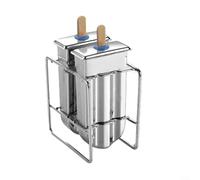 Juego de moldes para paletas de hielo de acero inoxidable con soporte extraíble para helados de verano, helados, jugos de frutas, postres, almacenamiento en congelador, moldes de paletas (2)