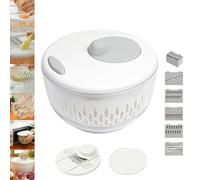 Juego de molinillo de ensalada y picador de verduras 11 en 1, giratorio manual grande de lechuga con 5 cuchillas intercambiables, cortador de mandolina, separador de huevos y cuenco de almacenamiento