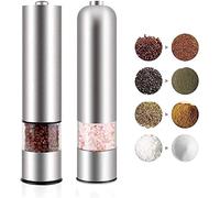 Juego de molinillo de pimienta por gravedad, juego de molinillo de sal y pimienta, 2 en 1, molinillo manual doble de acero inoxidable, molinillo de especias de grosor ajustable, herramientas de cocina