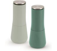 Joseph Joseph Juego de molinillo de sal y pimienta sin derrame, recargable, cerámico, verde salvia
