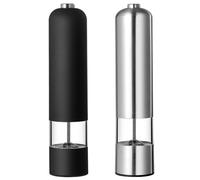 Juego de molinillo eléctrico de sal y pimienta, molinillo de pimienta automático de acero inoxidable recargable por USB con grosor ajustable, luz LED, molinillo de especias recargable para cocina