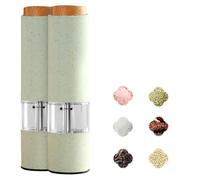 Juego De Molinillo Eléctrico De Sal Y Pimienta, Molinillo De Pimienta Con Grosor Ajustable, Operación Con Una Sola Mano Para Sal Marina, Pimienta Negra O Especias (2 Piezas) Verde