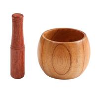 Juego de molinillo madera redondo y liso for moler hierbas, especias, granos, pimienta, 1 Triturar Ajo, Pimienta, Perejil, Salsas y Aliños(L)