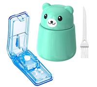 Juego de molinillo y cortador de píldoras 2 en 1, incluye cepillo de limpieza para un fácil mantenimiento, eficiente para tabletas de vitaminas, color verde