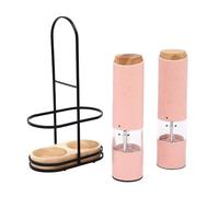 Juego de molinillos de pimienta con base, dos molinos, diseño accionado eléctricamente, grosor ajustable, se utiliza para pimienta negra, pimienta blanca, pimienta sichuan, romero, sal marina, rosa