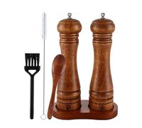 Juego de molinillos de sal y pimienta de madera, 22 cm, manual de grosor ajustable de madera, juego de molinillo de sal y pimienta, para cocina, interior, exterior, parrilla, barbacoa, picnic, mesa de