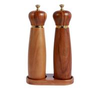 Juego de molinillos de sal y pimienta de madera, juego de molinillos de sal y pimienta de madera - Molinillo de pimienta con bandeja de pie - Molinillo ajustable manualmente, molinillo de pimienta