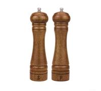Juego de molinillos de sal y pimienta de madera, molinillos de roble de grosor ajustable con núcleo a prueba de óxido, agitadores de gran capacidad para cocina y comedor (8 pulgadas SP)