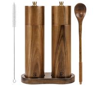 Juego de molinillos de sal y pimienta de madera Yvake de 8 pulgadas, manual, de acacia, de grosor ajustable y recargable, para tu cocina [Juego d
