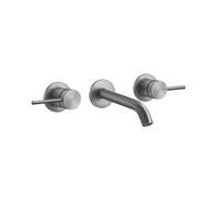 Juego de montaje de acabado Gessi316 Flessa para mezclador de lavabo bimando de pared, caño fijo, sin juego de desagüe, caño 146-126 mm, 727, 54092239, Color: Acero inoxidable cepillado mate