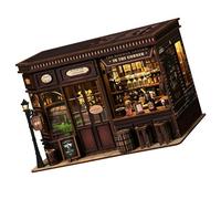 Juego de montaje de modelo de casa en miniatura de madera, arquitectura europea, LED, sujetalibros para decoración de estanterías, bistró, proyecto de montaje de edificio en miniatura con LED para