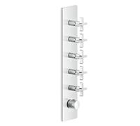 Juego de montaje listo Gessi Inciso+ para termostato oculto de 3/4 de alto rendimiento, una roseta, montaje vertical, 5 vías separadas, 58230031, Color: cromado