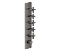 Juego de montaje listo Gessi Inciso+ para termostato oculto de 3/4 de alto rendimiento, una roseta, montaje vertical, 5 vías separadas, 58230706, Color: PVD negro metálico