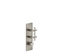 Juego de montaje listo Gessi Inciso+ para termostato oculto de 3/4 de alto rendimiento, una roseta, montaje vertical, 2 vías separadas, 58224149, Color: Óptica Finox