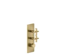 Juego de montaje listo Gessi Inciso+ para termostato oculto de 3/4 de alto rendimiento, una roseta, montaje vertical, 2 vías separadas, 58224727, Color: Latón cepillado PVD