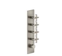 Juego de montaje listo Gessi Inciso+ para termostato oculto de 3/4 de alto rendimiento, una roseta, montaje vertical, 4 vías separadas, 58228149, Color: Óptica Finox