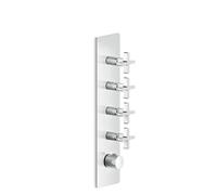 Juego de montaje listo Gessi Inciso+ para termostato oculto de 3/4 de alto rendimiento, una roseta, montaje vertical, 4 vías separadas, 58228031, Color: cromado