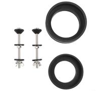 Juego de montaje para asiento de inodoro con tornillos de acero inoxidable y sellos de goma, kit de pernos para cisterna y cuenco, fácil instalación para uso comercial, plata/negro, paquete de 2