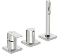 Juego de montaje prefabricado HANSA HANSASTELA para bañera/ducha, 3 agujeros, roseta cuadrada, cromo, 57319473