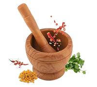 Juego de Mortero para Mortero, Plásticos reutilizables Mortero de Madera Natural Manual de Madera Molinillo de Mano Especias Juego de Mortero Molienda para Ajo Jengibre Triturar Especias Utensilios