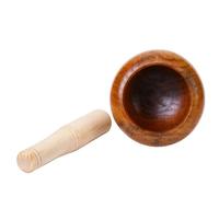 Juego de mortero y mano Molinillo doméstico for prensar ajo, puré de, olla for triturar Manual, bote for medicina, madera azufaifa, mortero piedra for golpear(Small 90s)