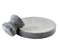 Juego de mortero y mortero de granito de tamaño pequeño de 15 cm, juego de platos de piedra para especias y sal en camping, plato de lava primitivo (1.8 lbs-0.8 kg)