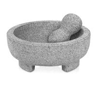 Juego de mortero y pilón de granito, cuenco de guacamole molcajete de 8 pulgadas, 4 tazas