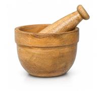 Juego de mortero y pilón de madera de mango indio hecho a mano, estilo rústico natural, molinillo de especias para hierbas, mezclador de masala, manual para calentar el cuenco y condimentos
