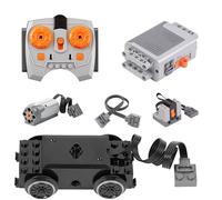 Juego de motores de tren - Motor de accionamiento eléctrico con mando a distancia por infrarrojos, receptor, caja de batería y motor M, compatible con Lego City Tren, bloques de sujeción para