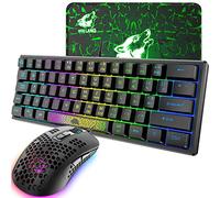 Juego de Mouse con Teclado para Juegos RGB 60%, Mini Teclado portátil con Cable de 62 Teclas, retroiluminación LED de 7 RGB+ Carcasa de Mouse Ultraligera para Juegos+ Alfombrilla de Mouse para PC