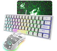 Juego de Mouse con Teclado para Juegos RGB 60%, Mini Teclado portátil con Cable de 62 Teclas, retroiluminación LED de 7 RGB+ Carcasa de Mouse Ultraligera para Juegos+ Alfombrilla de Mouse para PC
