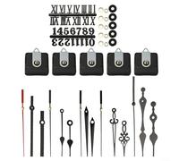 Juego de movimiento de reloj de cuarzo para relojes de pared DIY incluye 5 movimientos silenciosos, 2 tarjetas digitales y manecillas adecuadas para manualidades y reemplazo (negro)