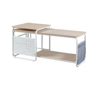 Juego de mueble de salón dyrøy con mesa auxiliar acero aglomerado - blanco roble [en.casa]